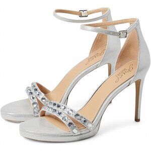 Jewel Badgley Mischka Size 5 Silver Hustle Platform Gemstone Studded Heels